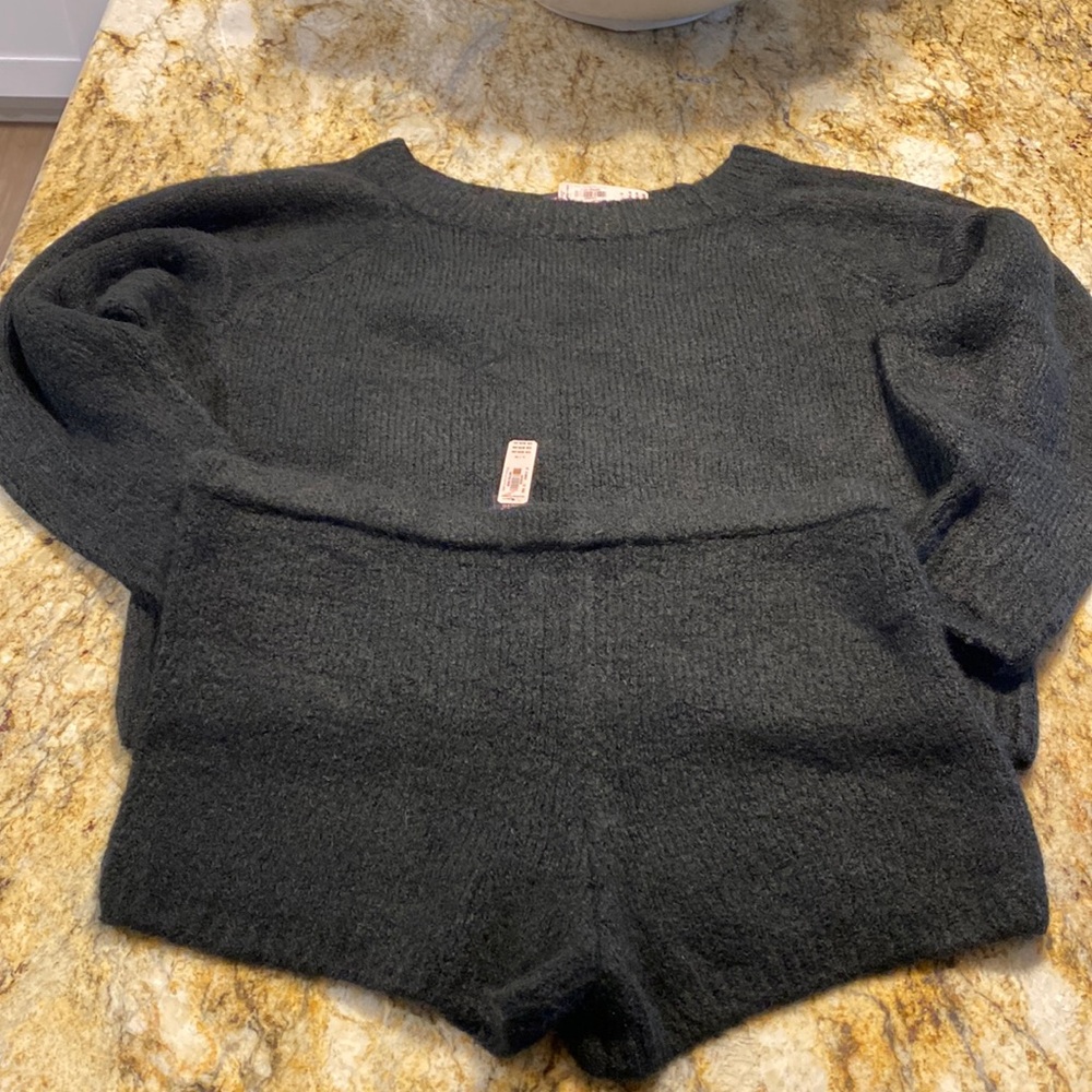 Victoria Secret black sweater and short set, size large, new with tags